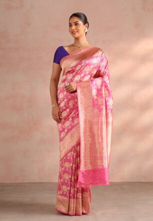 Pink Pure Silk Kadwa Banarasi Saree