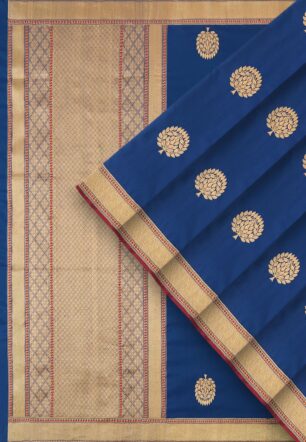Dark Blue Pure Silk Banarasi Saree
